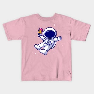 Cute Astronaut Holding Popsicle Cartoon Kids T-Shirt